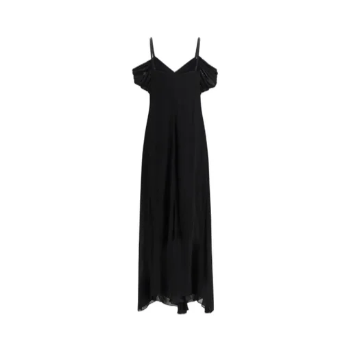 Saint Laurent V-Neck Off-Shoulder Dress