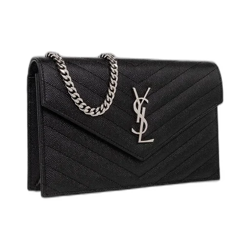 Saint Laurent Cassandre Matelassé Envelope Chain Wallet