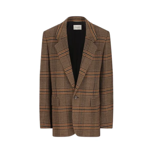 Saint Laurent Single-Breasted Checked Jacket