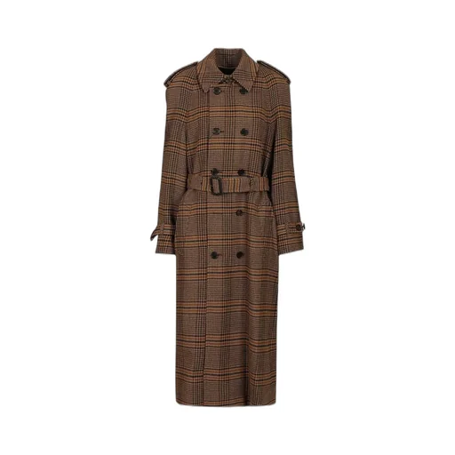 Saint Laurent Checked Double-Breasted Belted Coat