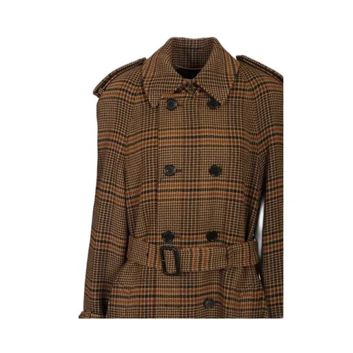 Saint Laurent Checked Double-Breasted Belted Coat