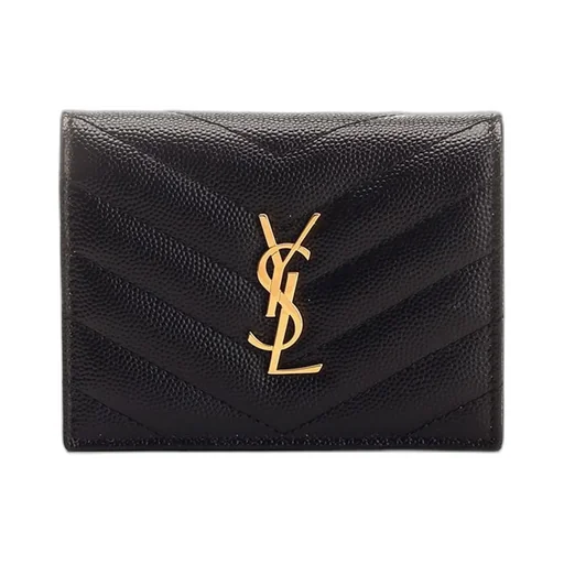 Saint Laurent Cassandre Matelassé Logo Plaque Cardholder