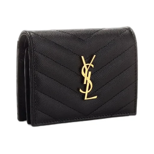 Saint Laurent Cassandre Matelassé Logo Plaque Cardholder