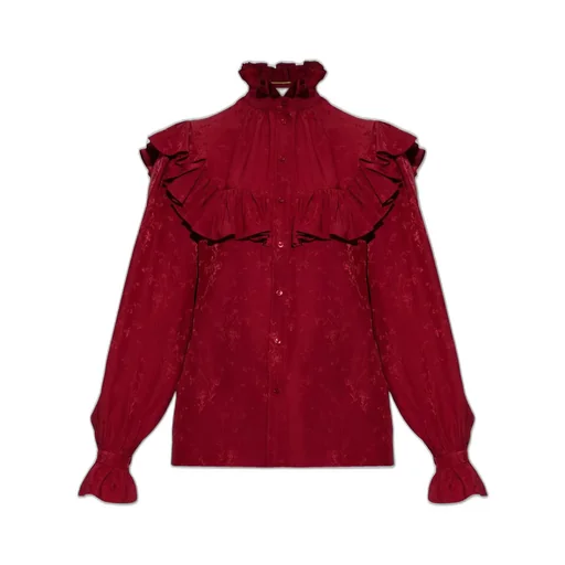 Saint Laurent Ruffled Button-Up Blouse