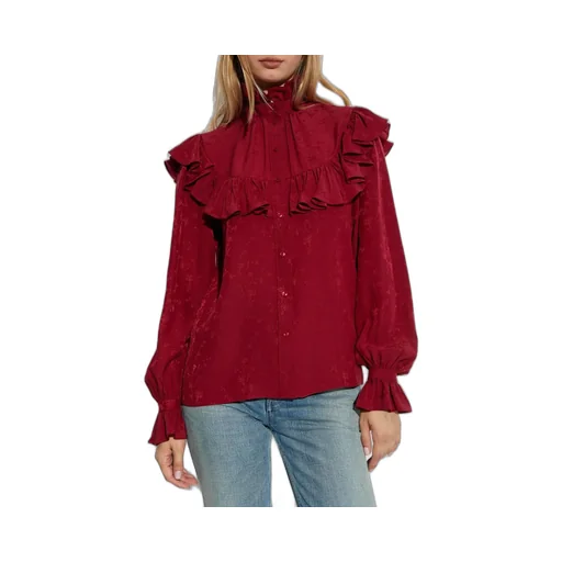 Saint Laurent Ruffled Button-Up Blouse