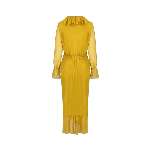 Saint Laurent Ruffled V-Neck Dress
