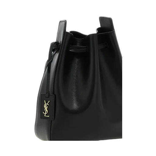 Saint Laurent Logo Plaque Drawstring Bucket Bag