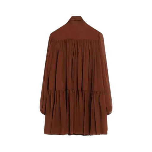 Saint Laurent LavalliÈRe Ruffled Long-Sleeved Dress