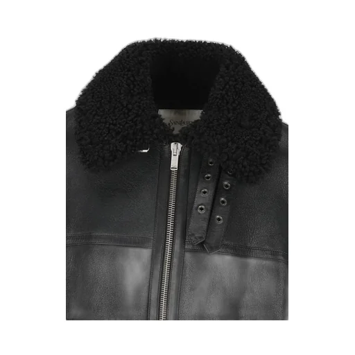 Saint Laurent Zip-Up Drop Shoulder Aviator Jacket
