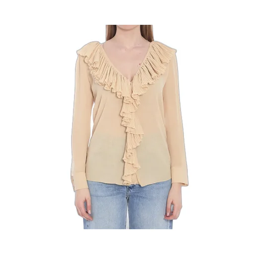 Saint Laurent Ruffled V-Neck Blouse