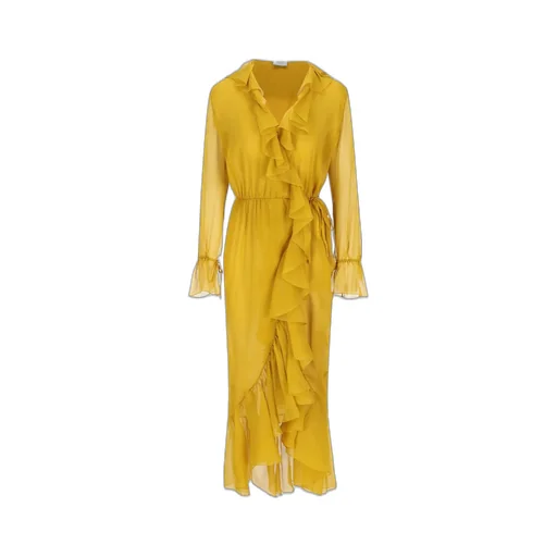 Saint Laurent Ruffled V-Neck Dress