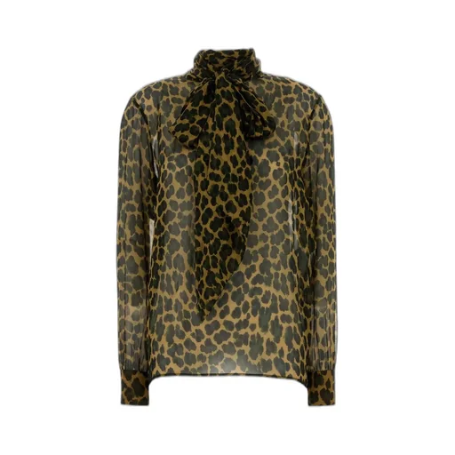 Saint Laurent LavalliÈRe Leopard Printed Blouse
