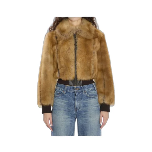 Saint Laurent Zip-Up Shearling Bomber Jacket
