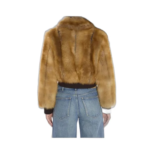 Saint Laurent Zip-Up Shearling Bomber Jacket