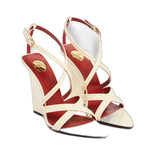 Saint Laurent Open Toe Wedge Sandals