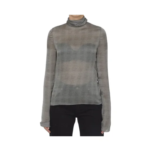 Saint Laurent Tartan Sheer Top
