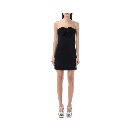 Saint Laurent Bow-Detailed Strapless Zipped Mini Dress