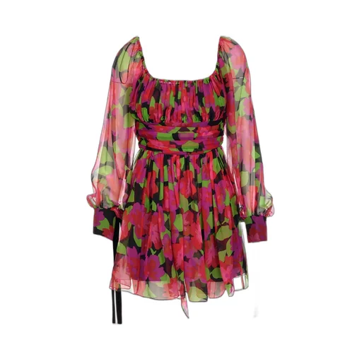 Saint Laurent Floral Printed Long-Sleeved Dress