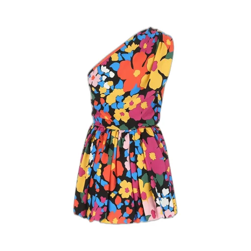 Saint Laurent Floral Printed One-Shoulder Midi Dress