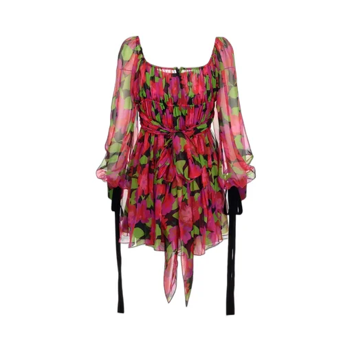 Saint Laurent Floral Printed Long-Sleeved Dress
