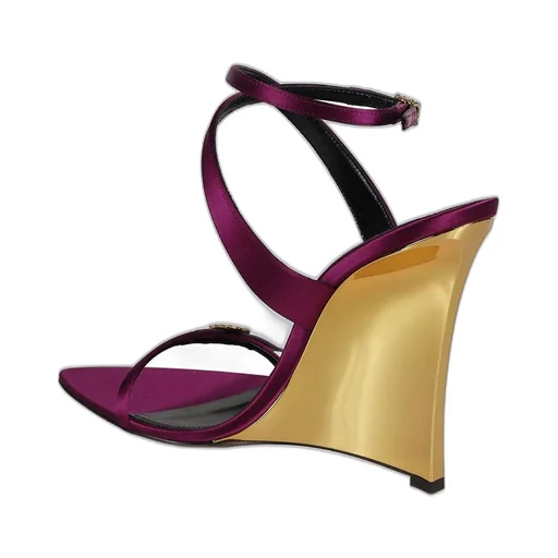 Saint Laurent Open Toe Wedge Sandals