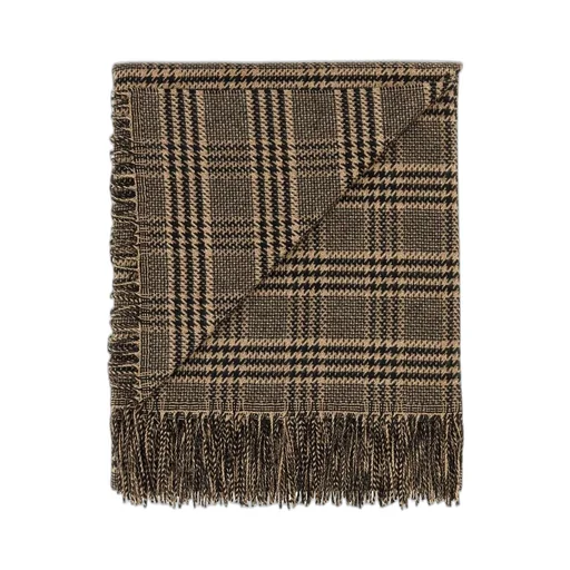 Saint Laurent Checked Fringed Scarf
