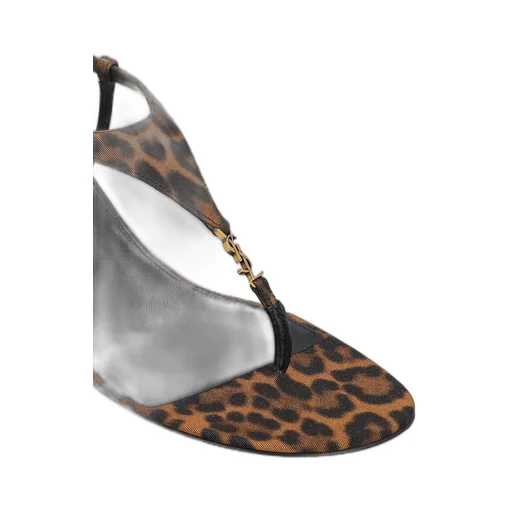 Saint Laurent Cassandra Leopard Wedge Sandals