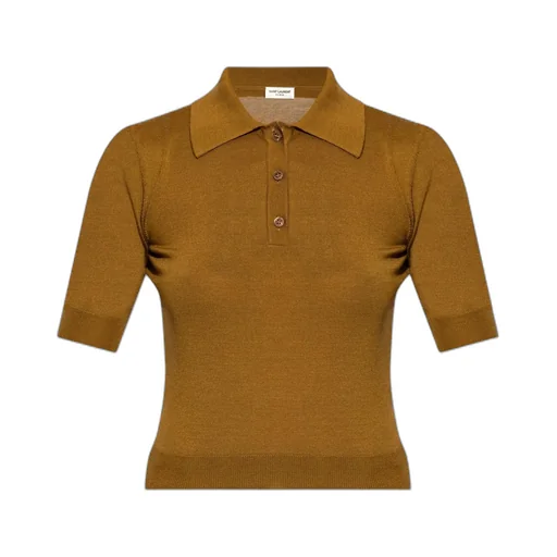 Saint Laurent Cassandre Short-Sleeved Polo Shirt
