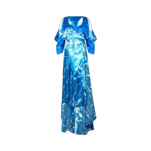 Roberto Cavalli Stretto Di Messina Print Long Dress
