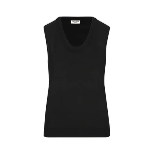 Saint Laurent Le Cassandre Logo Plaque Knitted Vest
