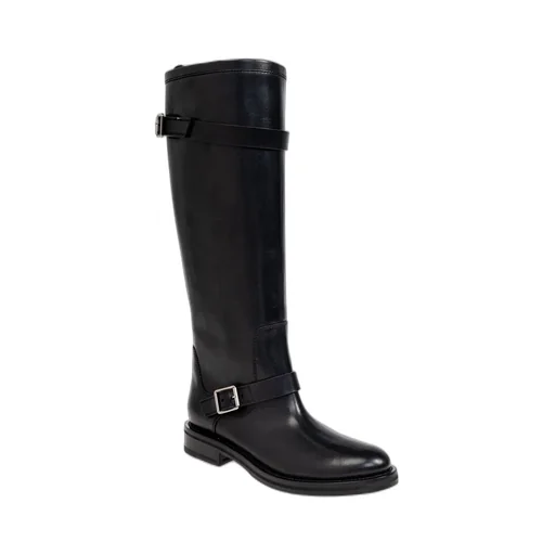 Saint Laurent River Round Toe Buckled Boots