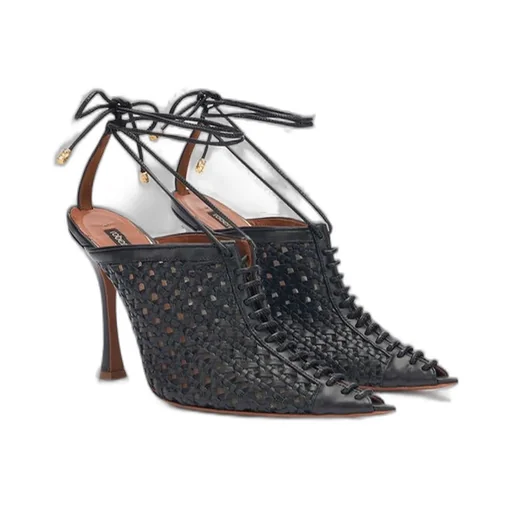 Roberto Cavalli Woven Lace-Up Sabots