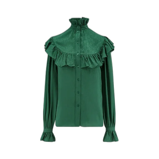 Saint Laurent Ruffled Button-Up Blouse
