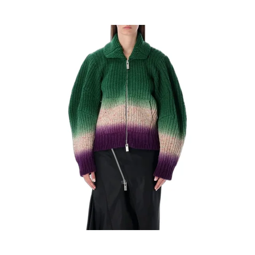 Sacai Gradient Pattern Knitted Bomber Cardigan