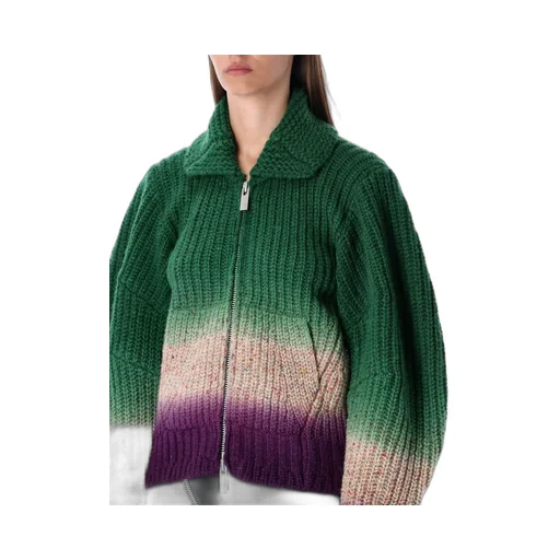 Sacai Gradient Pattern Knitted Bomber Cardigan