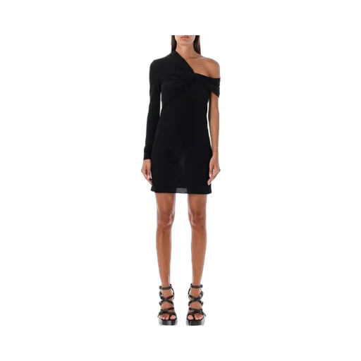 Saint Laurent Ruched One-Sleeved Mini Dress