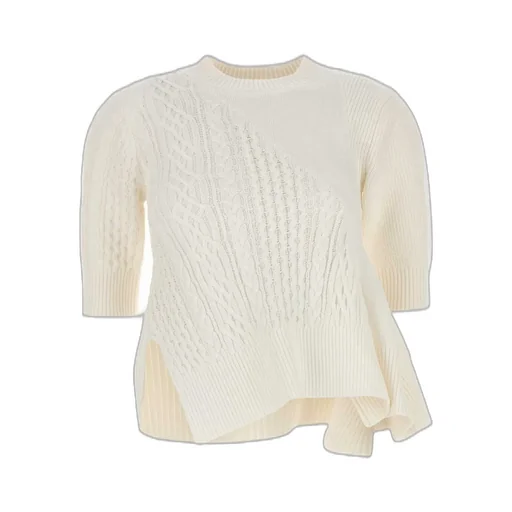 Sacai Short-Sleeved Crewneck Knitted Jumper