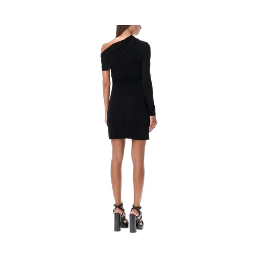 Saint Laurent Ruched One-Sleeved Mini Dress