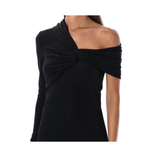 Saint Laurent Ruched One-Sleeved Mini Dress