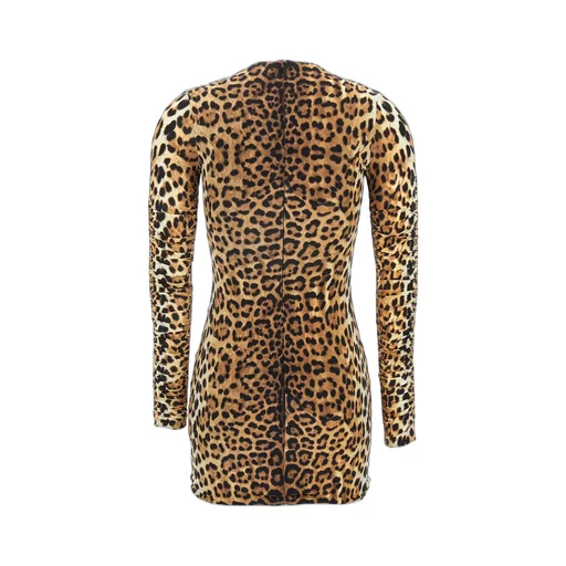 Roberto Cavalli Leopard-Printed Cut-Out Mini Dress