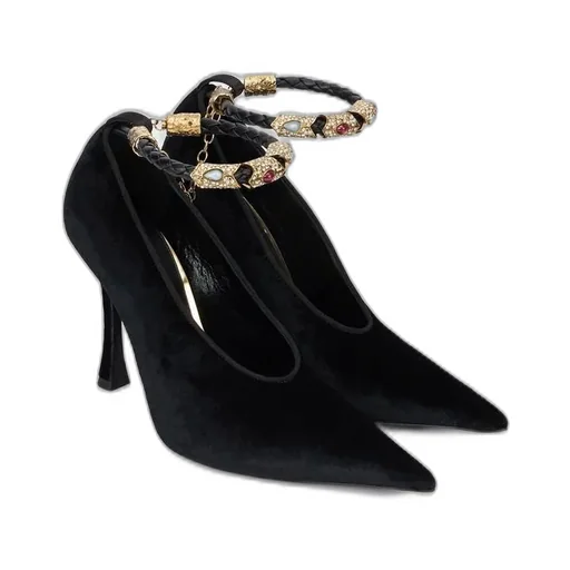 Roberto Cavalli Velvet Jewel-Anklet Pumps