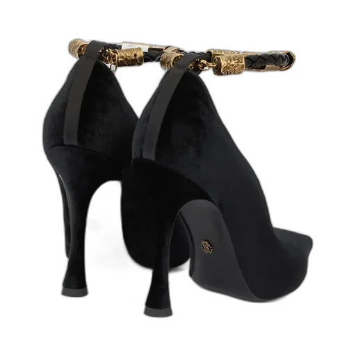 Roberto Cavalli Velvet Jewel-Anklet Pumps