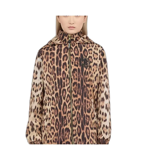 Roberto Cavalli Hooded Leopard Print Jacket