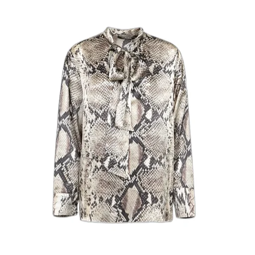 Roberto Cavalli Python Pattern Bow Collar Top