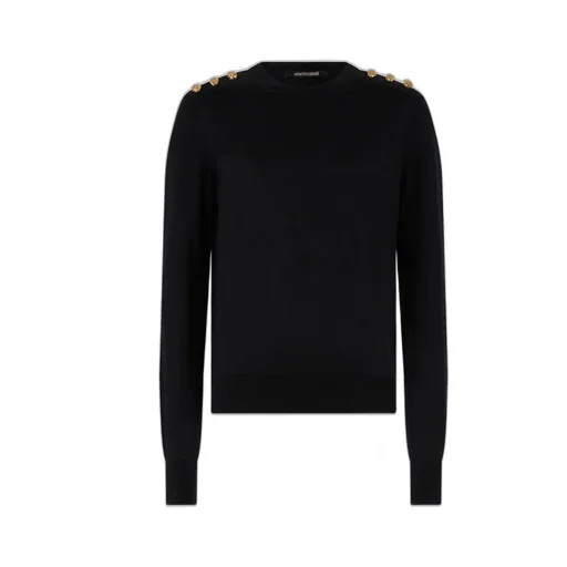 Roberto Cavalli Gold-Button Knitwear