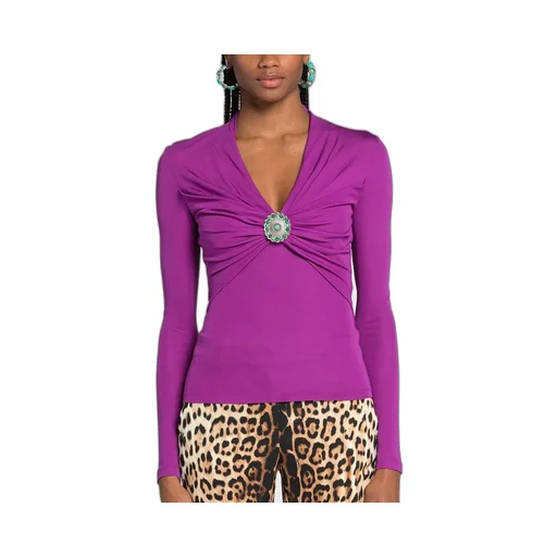 Roberto Cavalli Embellished Ruched Top
