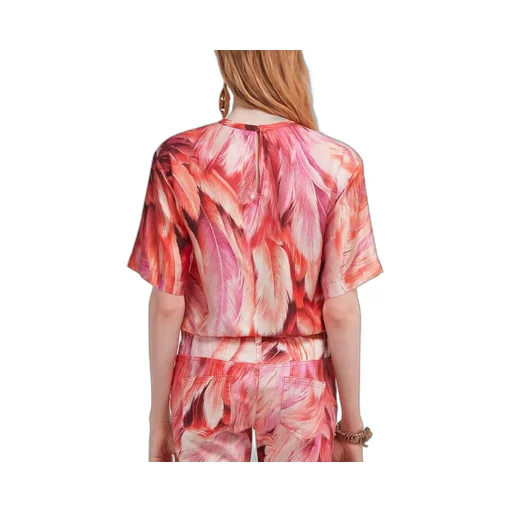 Roberto Cavalli Plumange Print Silk Top