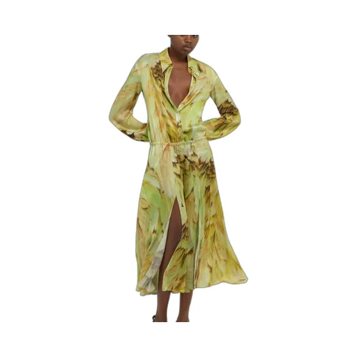 Roberto Cavalli Plumange Print Midi Dress