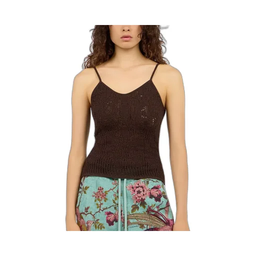 Roberto Cavalli Crochet Spaghetti Strap Top