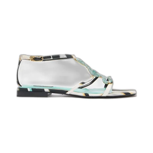 Roberto Cavalli Crystal Snake T-Bar Sandals